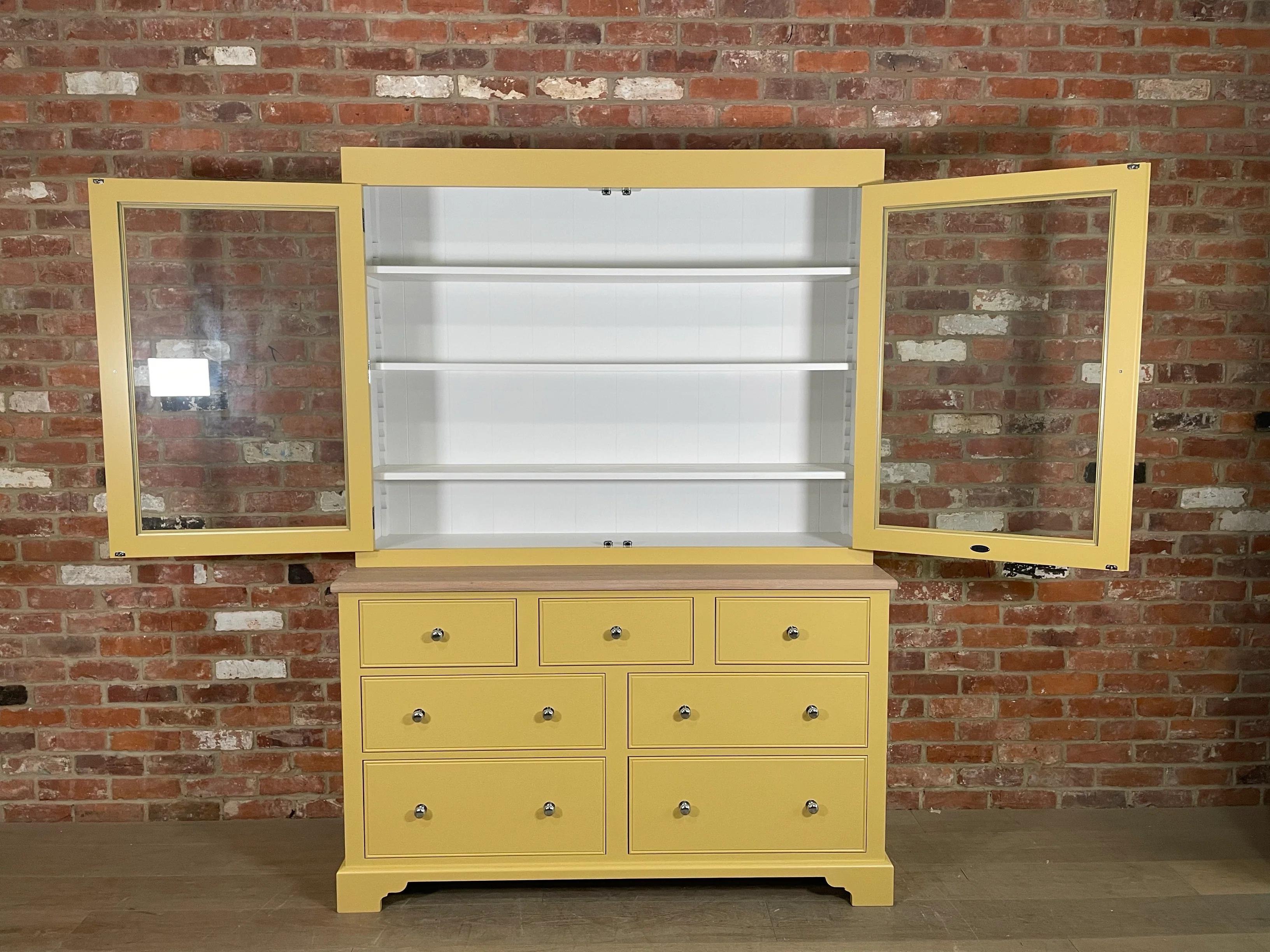 Chichester 5ft Glazed Rack Grand Dresser - Saffron- No Cornice - Image 3