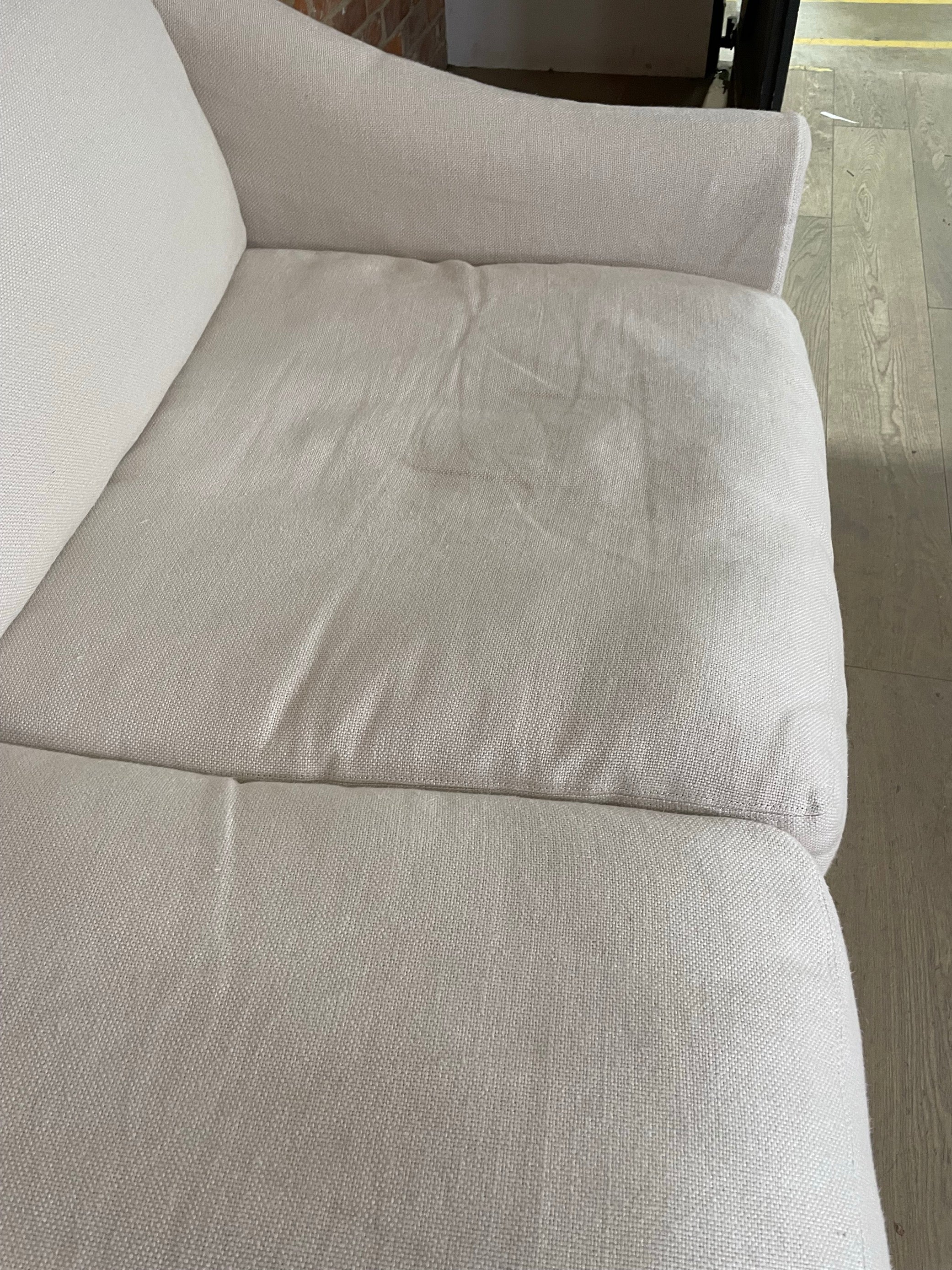 Long Island 2 Seater Sofa - Heavyweight Linen Pale Oat - Natural Oak Legs Set - Image 5