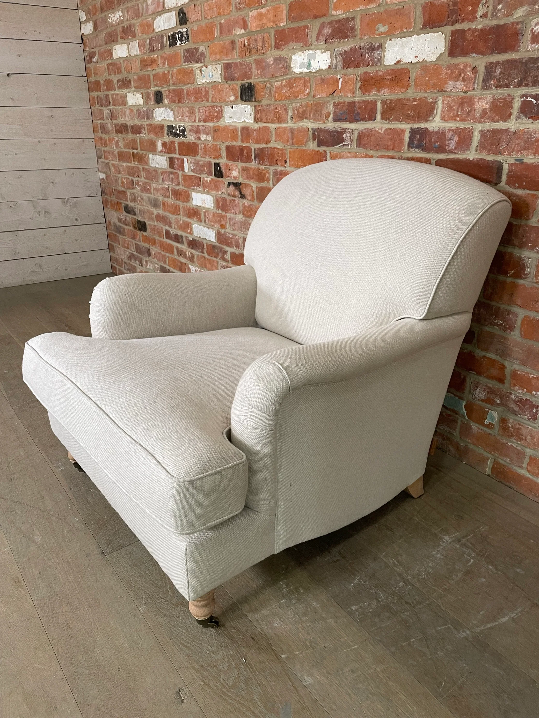 Olivia Armchair - Heavyweight Linen Pale Oat - Natural Oak Legs - Image 4